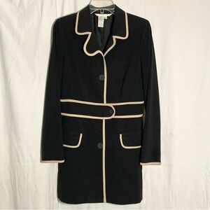 Studio M (Macy’s) long jacket with contrast trim